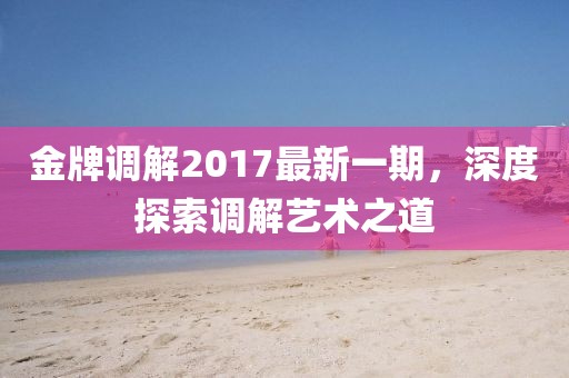 金牌调解2017最新一期，深度探索调解艺术之道
