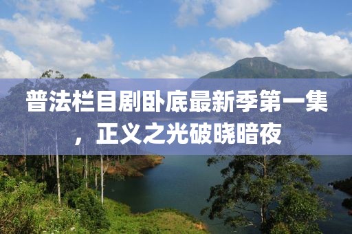 普法栏目剧卧底最新季第一集，正义之光破晓暗夜