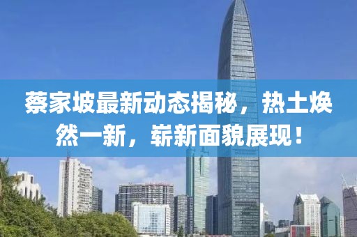 蔡家坡最新动态揭秘，热土焕然一新，崭新面貌展现！