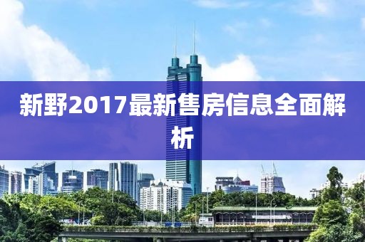 新野2017最新售房信息全面解析
