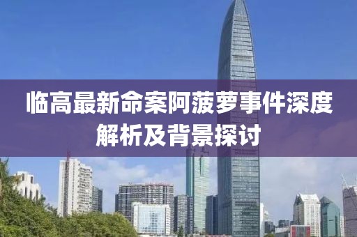 临高最新命案阿菠萝事件深度解析及背景探讨