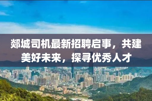 郯城司机最新招聘启事，共建美好未来，探寻优秀人才