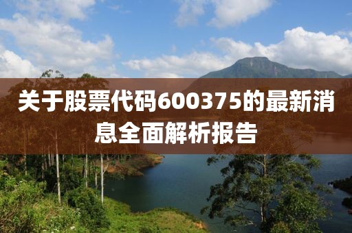 关于股票代码600375的最新消息全面解析报告