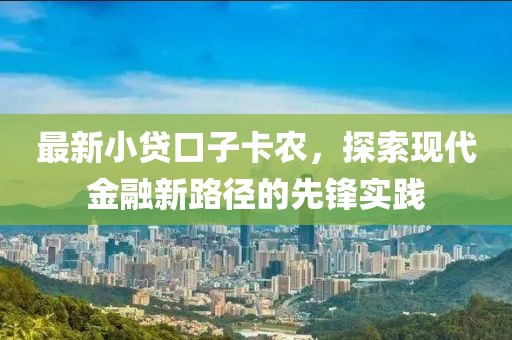 最新小贷口子卡农，探索现代金融新路径的先锋实践