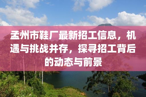 孟州市鞋厂最新招工信息，机遇与挑战并存，探寻招工背后的动态与前景