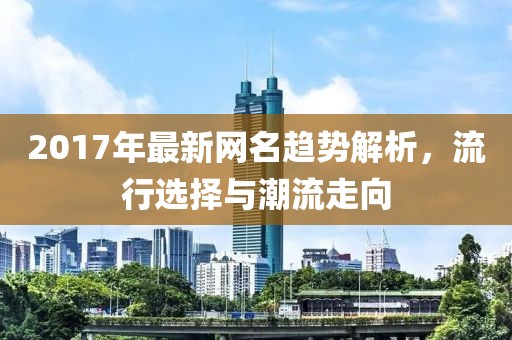 2017年最新网名趋势解析，流行选择与潮流走向