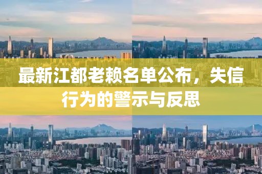 最新江都老赖名单公布，失信行为的警示与反思
