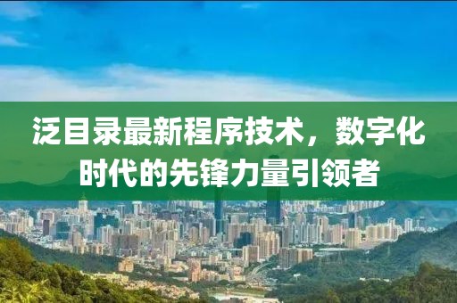 泛目录最新程序技术，数字化时代的先锋力量引领者