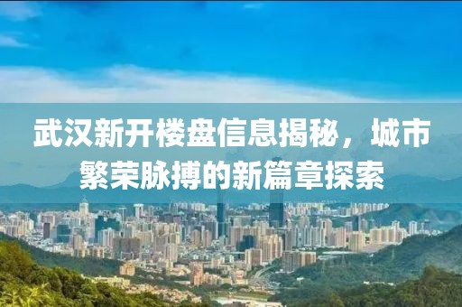 武汉新开楼盘信息揭秘，城市繁荣脉搏的新篇章探索