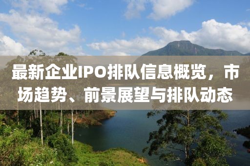最新企业IPO排队信息概览，市场趋势、前景展望与排队动态