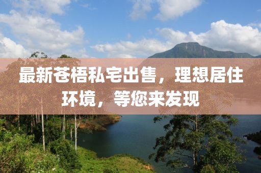 最新苍梧私宅出售，理想居住环境，等您来发现