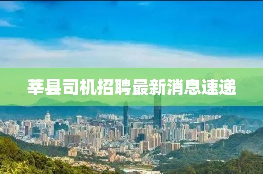 莘县司机招聘最新消息速递