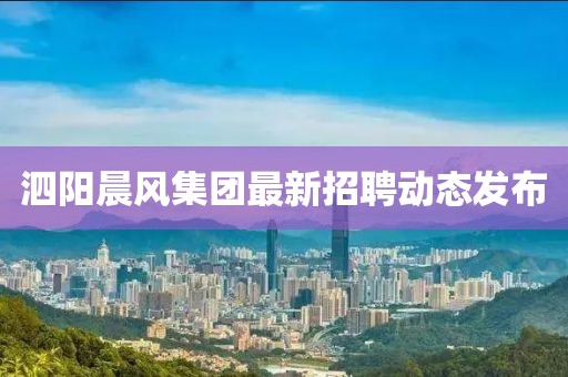 泗阳晨风集团最新招聘动态发布