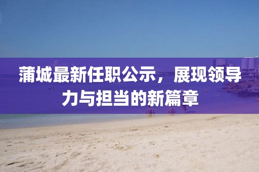 蒲城最新任职公示，展现领导力与担当的新篇章