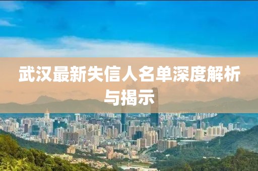 武汉最新失信人名单深度解析与揭示