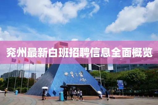 兖州最新白班招聘信息全面概览