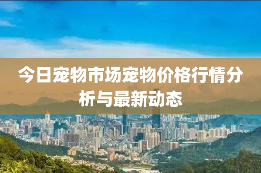 今日宠物市场宠物价格行情分析与最新动态