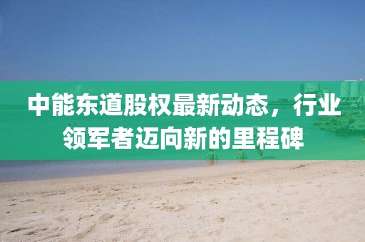 中能东道股权最新动态，行业领军者迈向新的里程碑