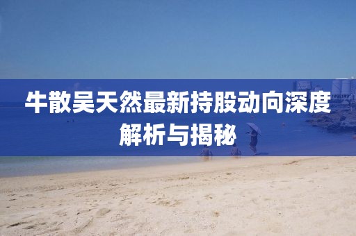 牛散吴天然最新持股动向深度解析与揭秘