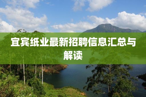 宜宾纸业最新招聘信息汇总与解读