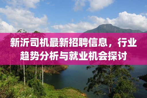 新沂司机最新招聘信息，行业趋势分析与就业机会探讨