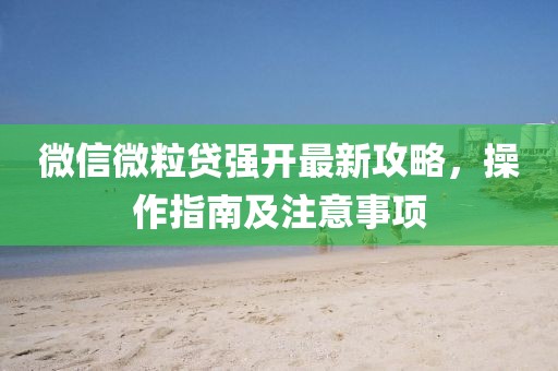 微信微粒贷强开最新攻略，操作指南及注意事项
