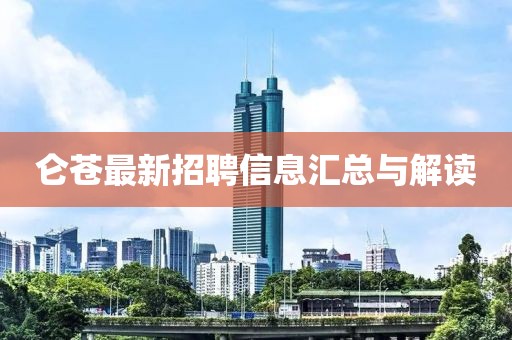 仑苍最新招聘信息汇总与解读