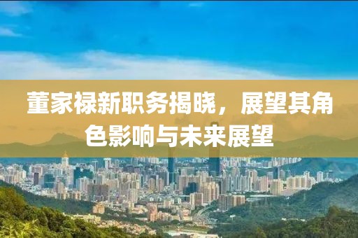 董家禄新职务揭晓，展望其角色影响与未来展望