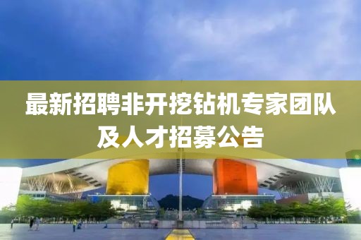最新招聘非开挖钻机专家团队及人才招募公告