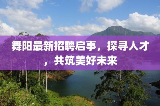舞阳最新招聘启事，探寻人才，共筑美好未来