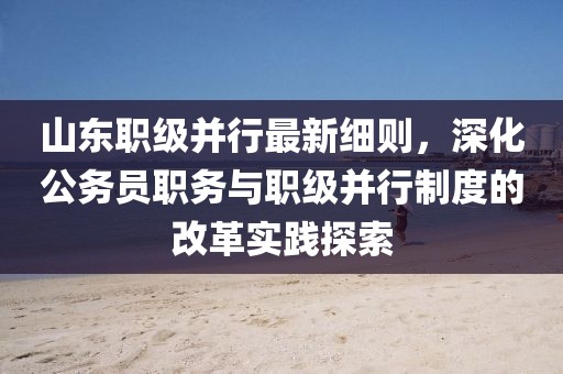 山东职级并行最新细则，深化公务员职务与职级并行制度的改革实践探索