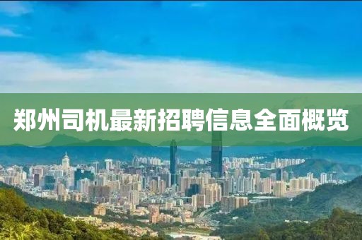 郑州司机最新招聘信息全面概览