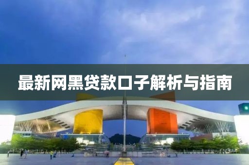 最新网黑贷款口子解析与指南