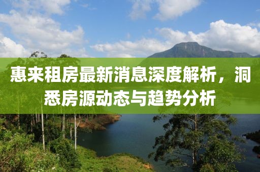 惠来租房最新消息深度解析，洞悉房源动态与趋势分析