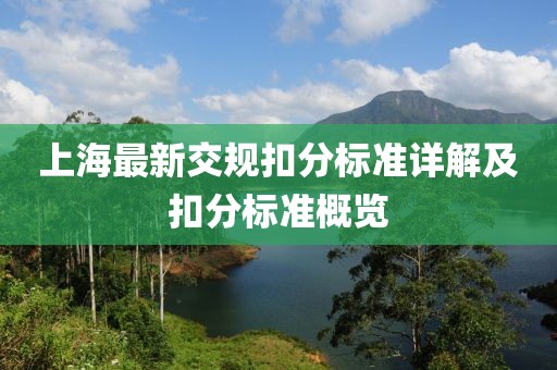 上海最新交规扣分标准详解及扣分标准概览