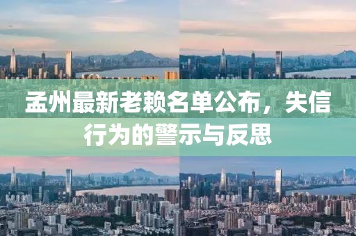 孟州最新老赖名单公布，失信行为的警示与反思